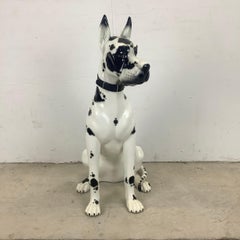 Vintage Black and White Dog Great Dane Ceramic Statue