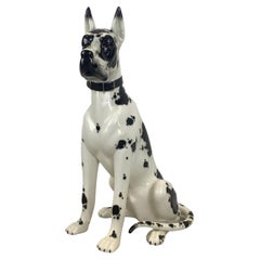 Retro Black and White Dog Great Dane Ceramic Statue