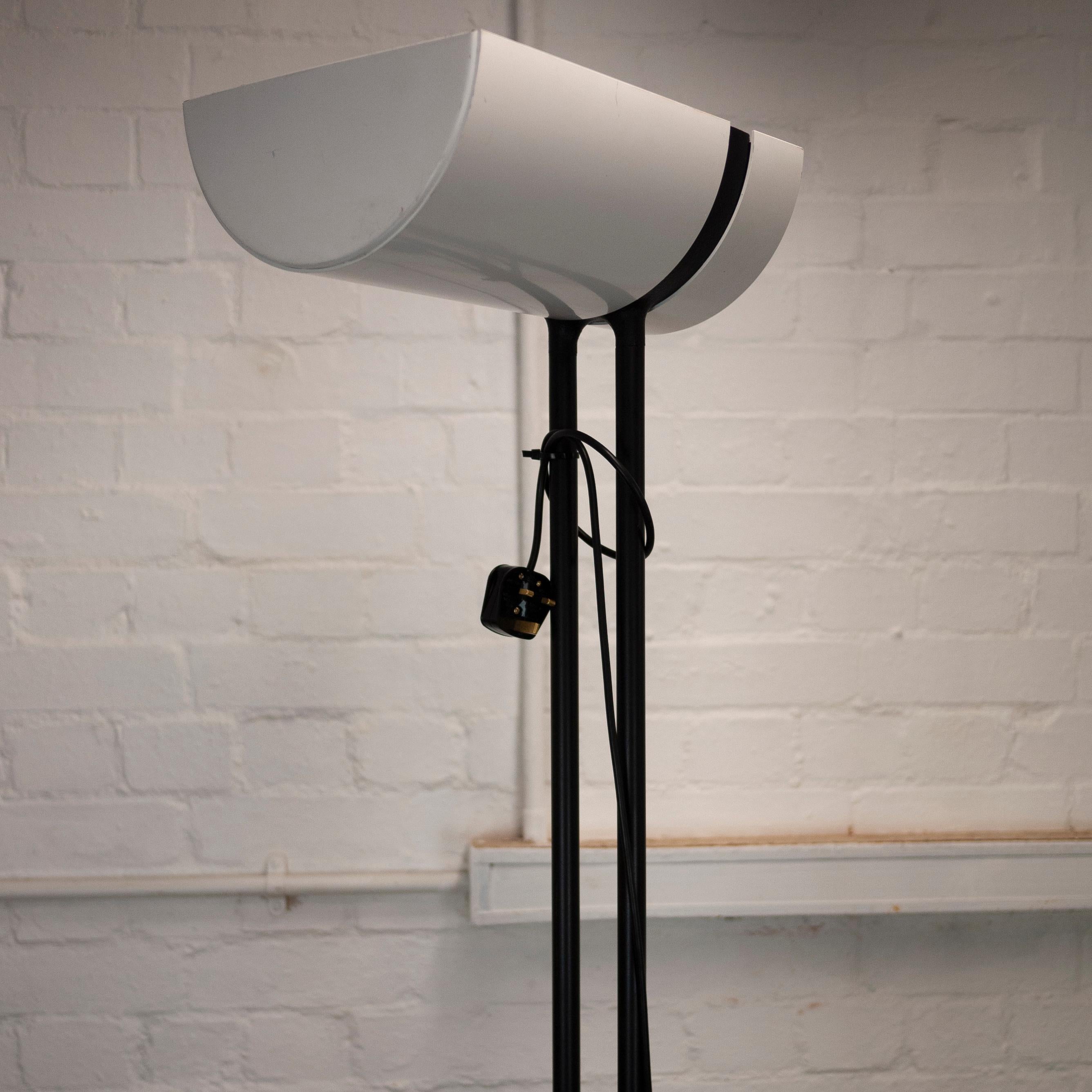 Vintage Black and White Double Stem Factory Floor Lamp, 1980s For Sale 6