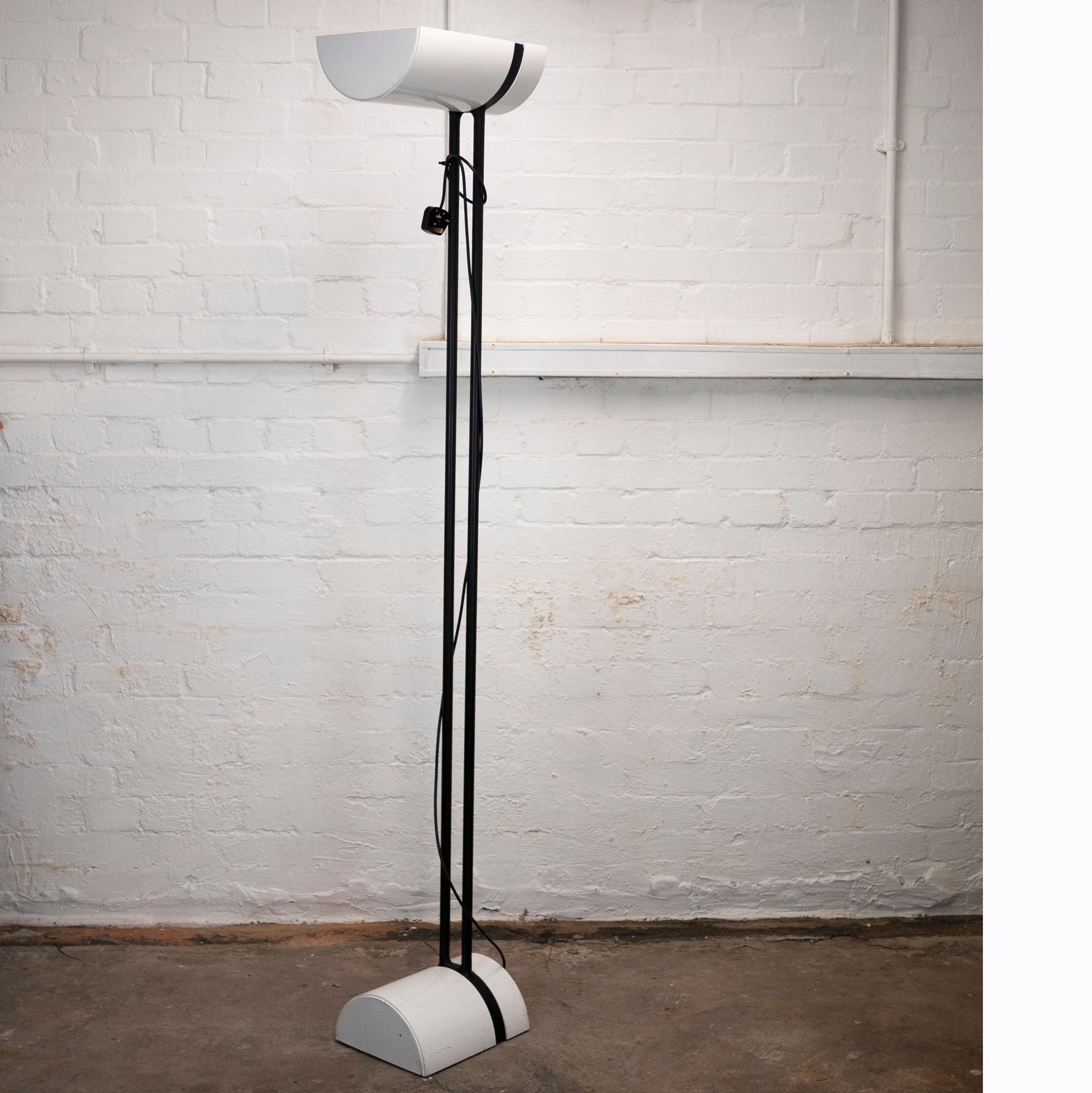 Vintage Black and White Double Stem Factory Floor Lamp, 1980s For Sale 7