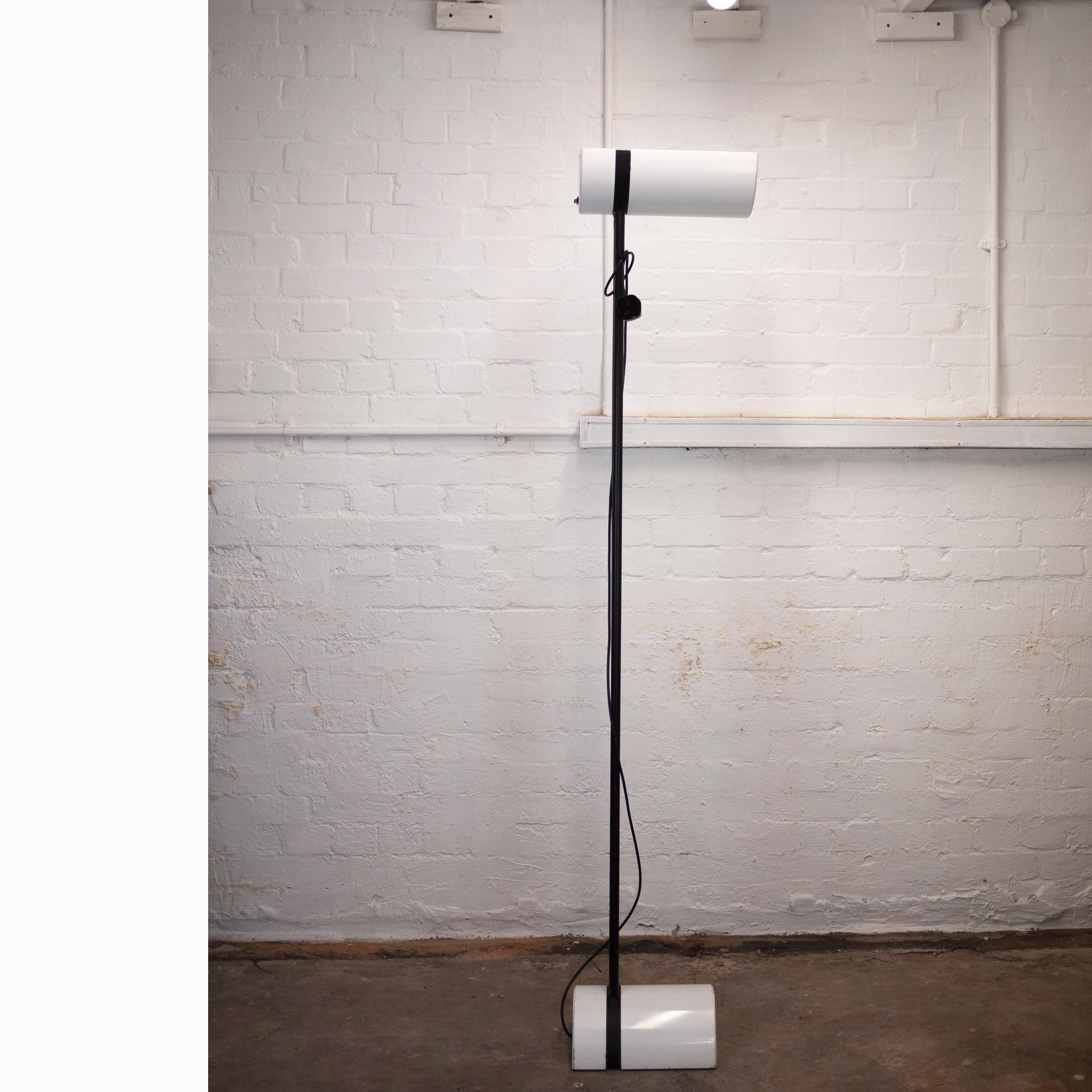 Late 20th Century Vintage Black and White Double Stem Factory Floor Lamp, 1980s For Sale