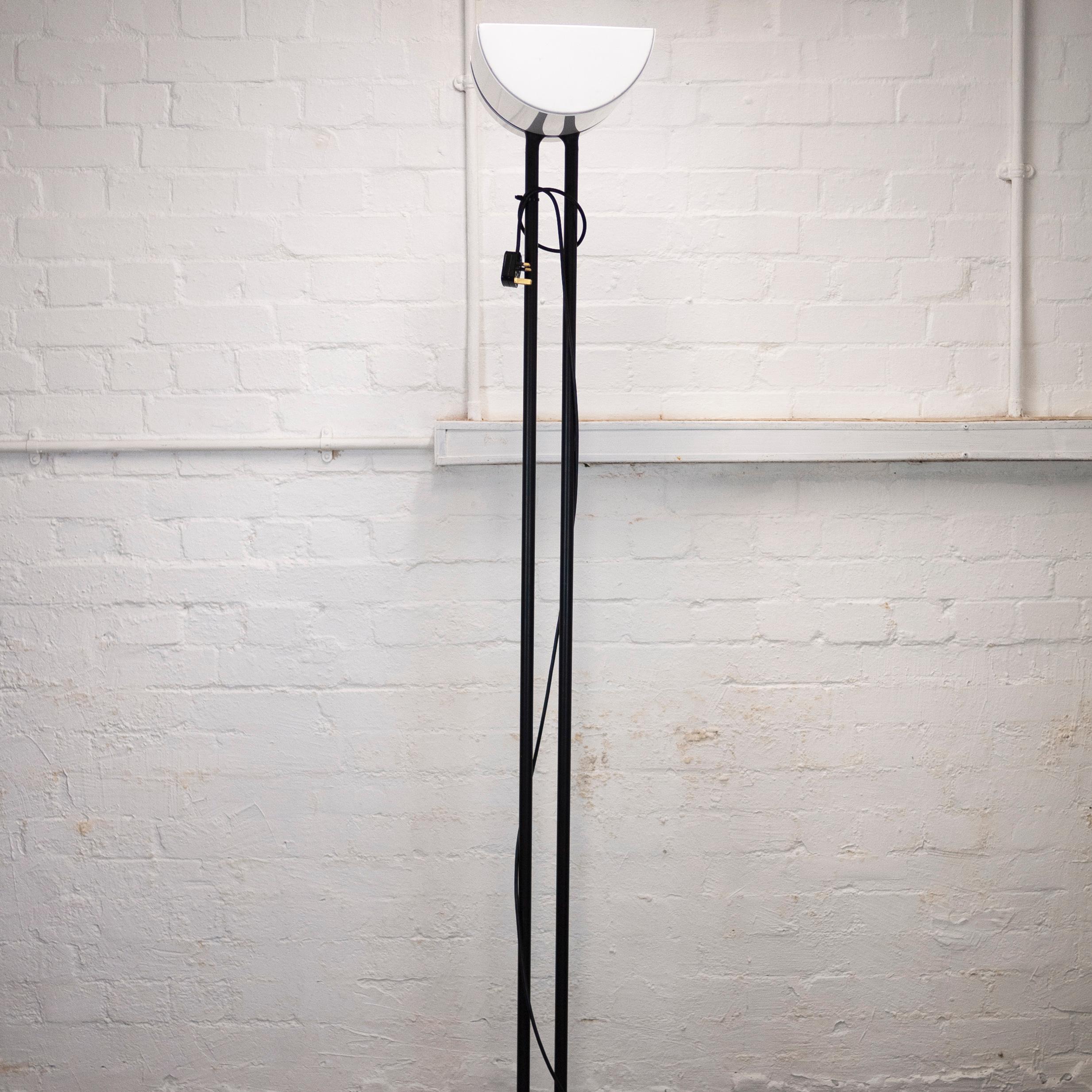 Vintage Black and White Double Stem Factory Floor Lamp, 1980s For Sale 2