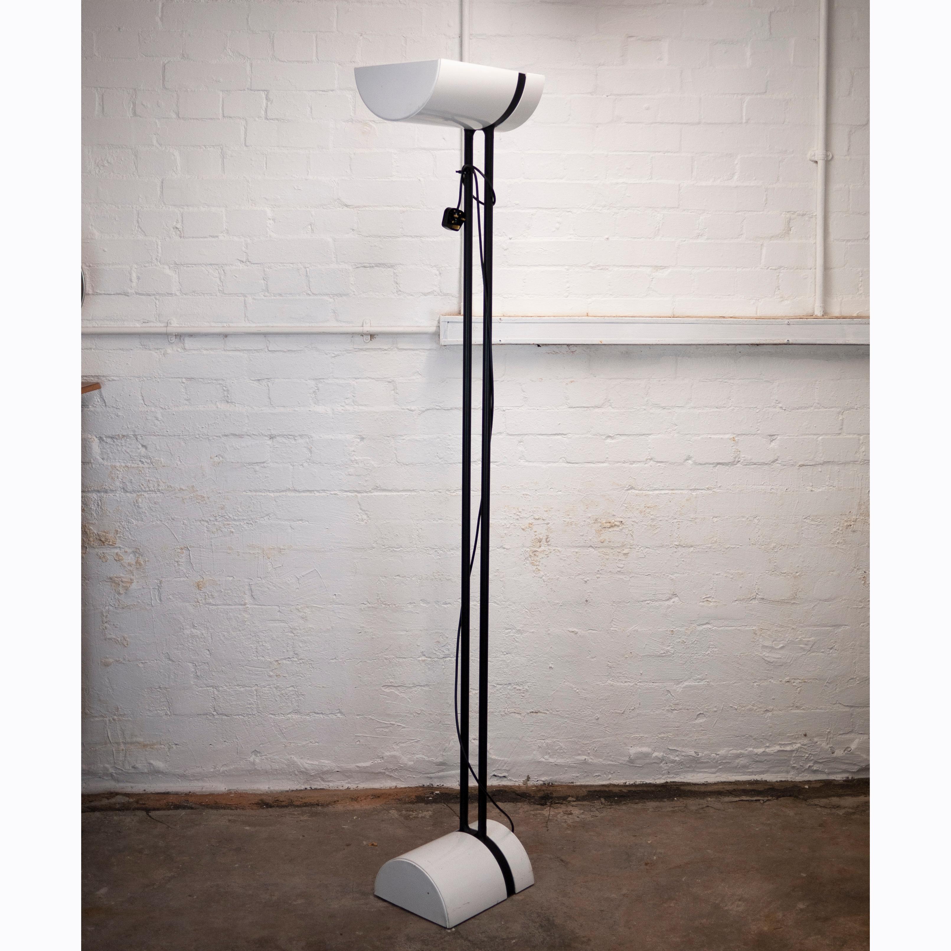 Vintage Black and White Double Stem Factory Floor Lamp, 1980s For Sale 3