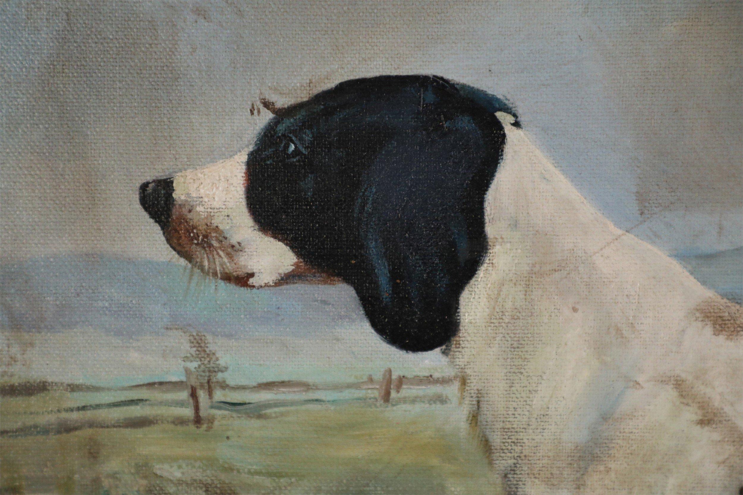 vintage dog oil painting