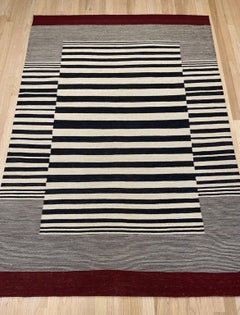 Vintage Black and White Kilim 4' 7" x 6' 6"