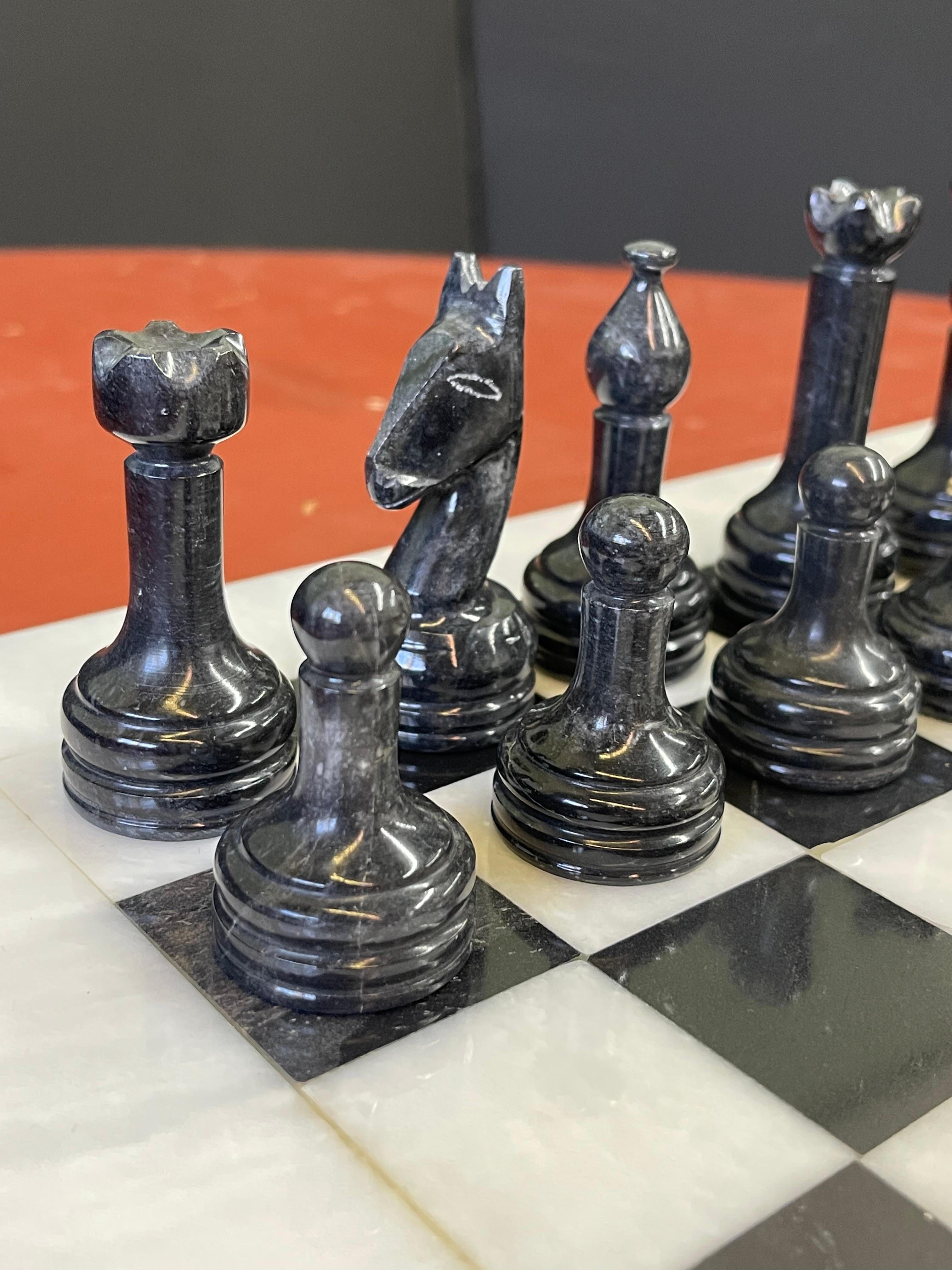 Velvet Vintage Black and White Marble Chess Set