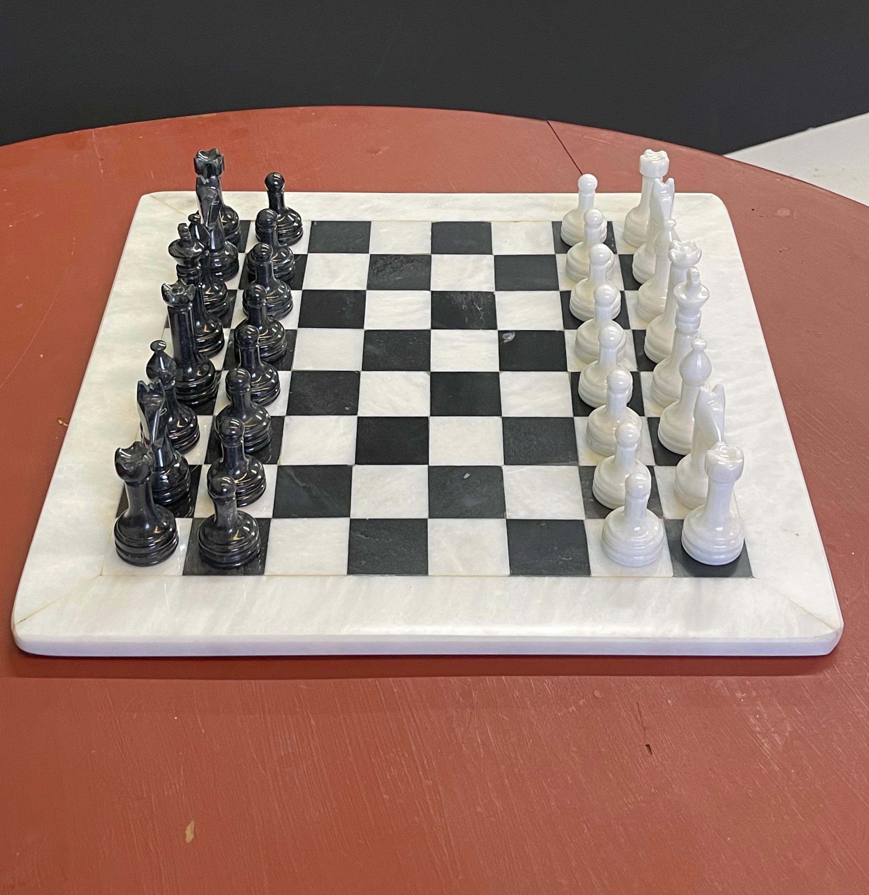 Vintage Black and White Marble Chess Set 2
