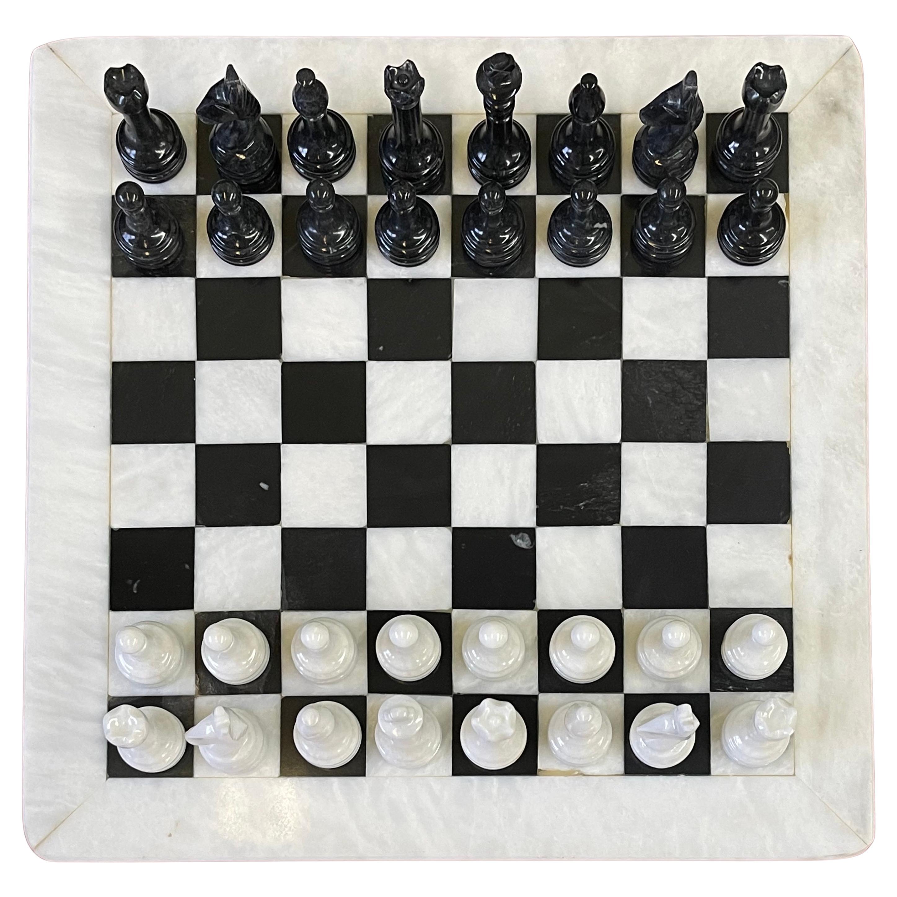 Vintage Black and White Marble Chess Set