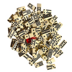 Vintage Black and White Marbleized Dominoes - Large Set of Random Game Pieces