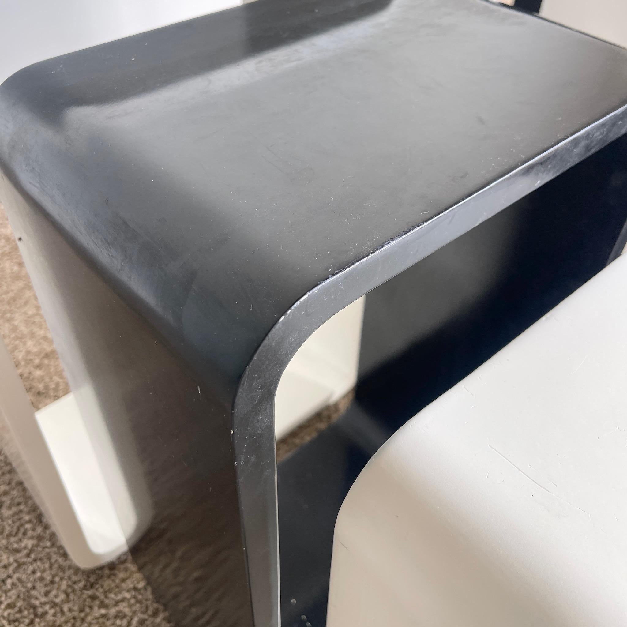 Vintage Black and White Modular Nesting Tables - 6 Tables For Sale 1