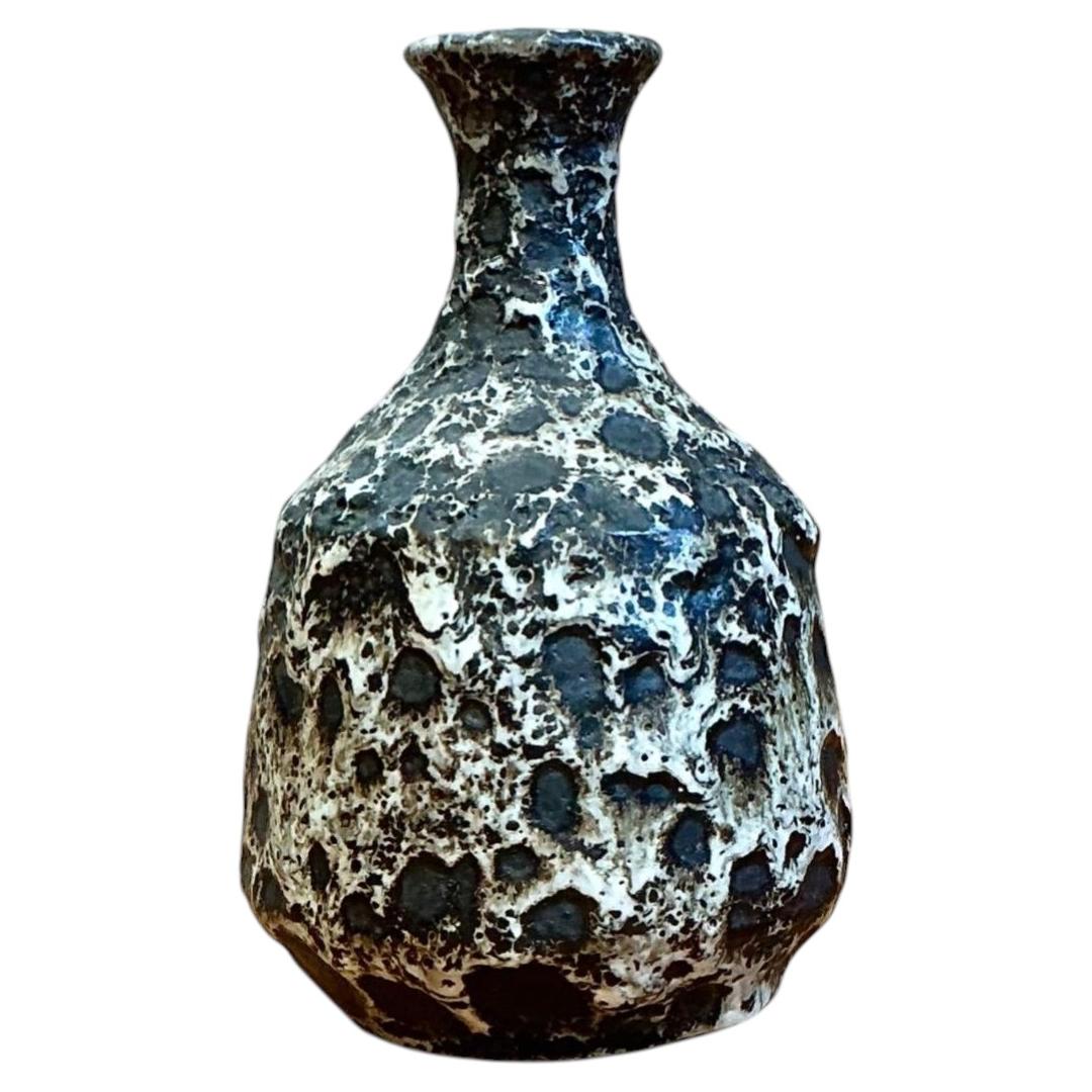 Vintage Black and White Textured Ceramic Vase