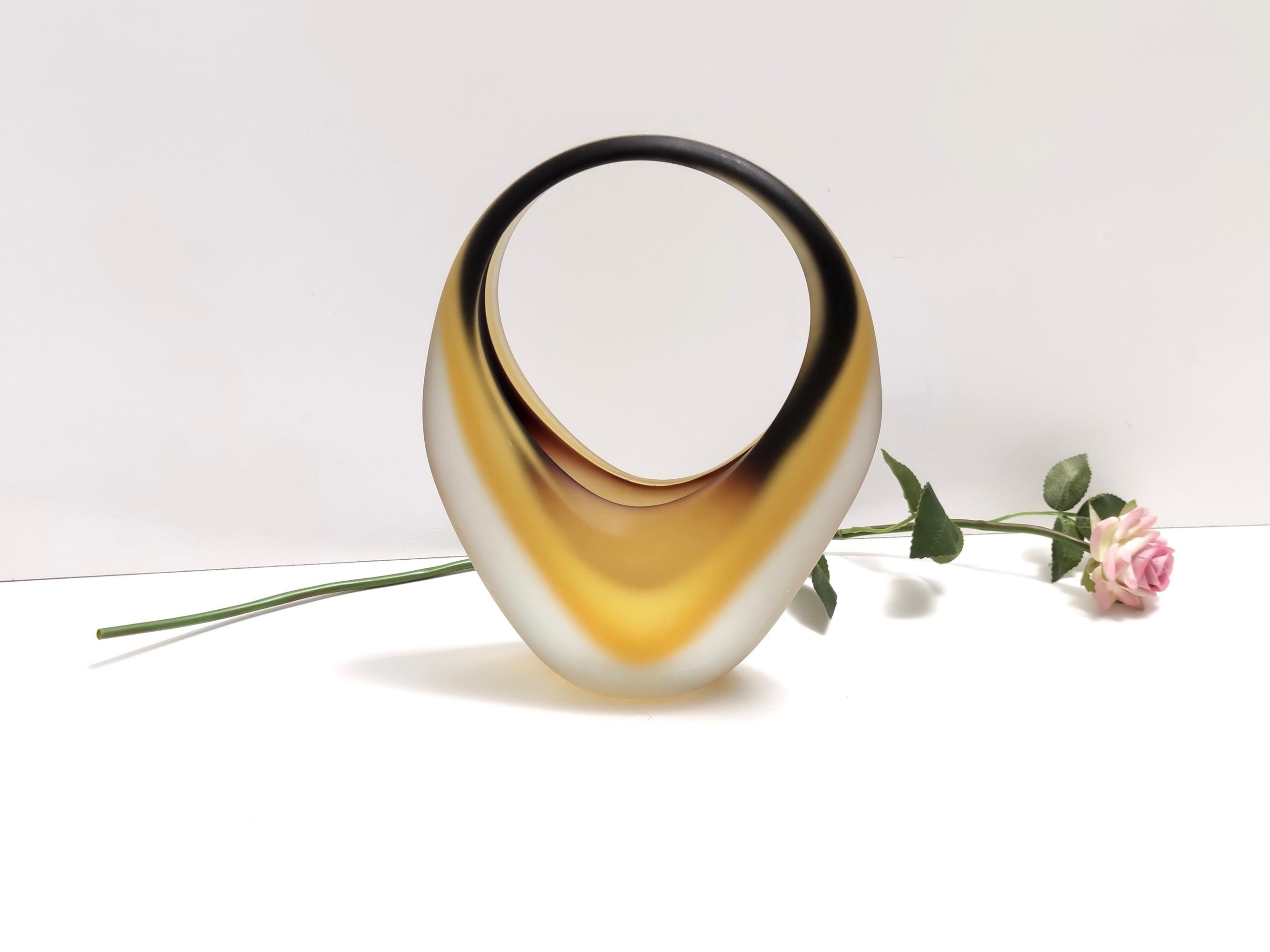 Geätzter Murano Glass Sommerso Korb oder Vase von Archimede Seguso, Italien (Moderne der Mitte des Jahrhunderts) im Angebot