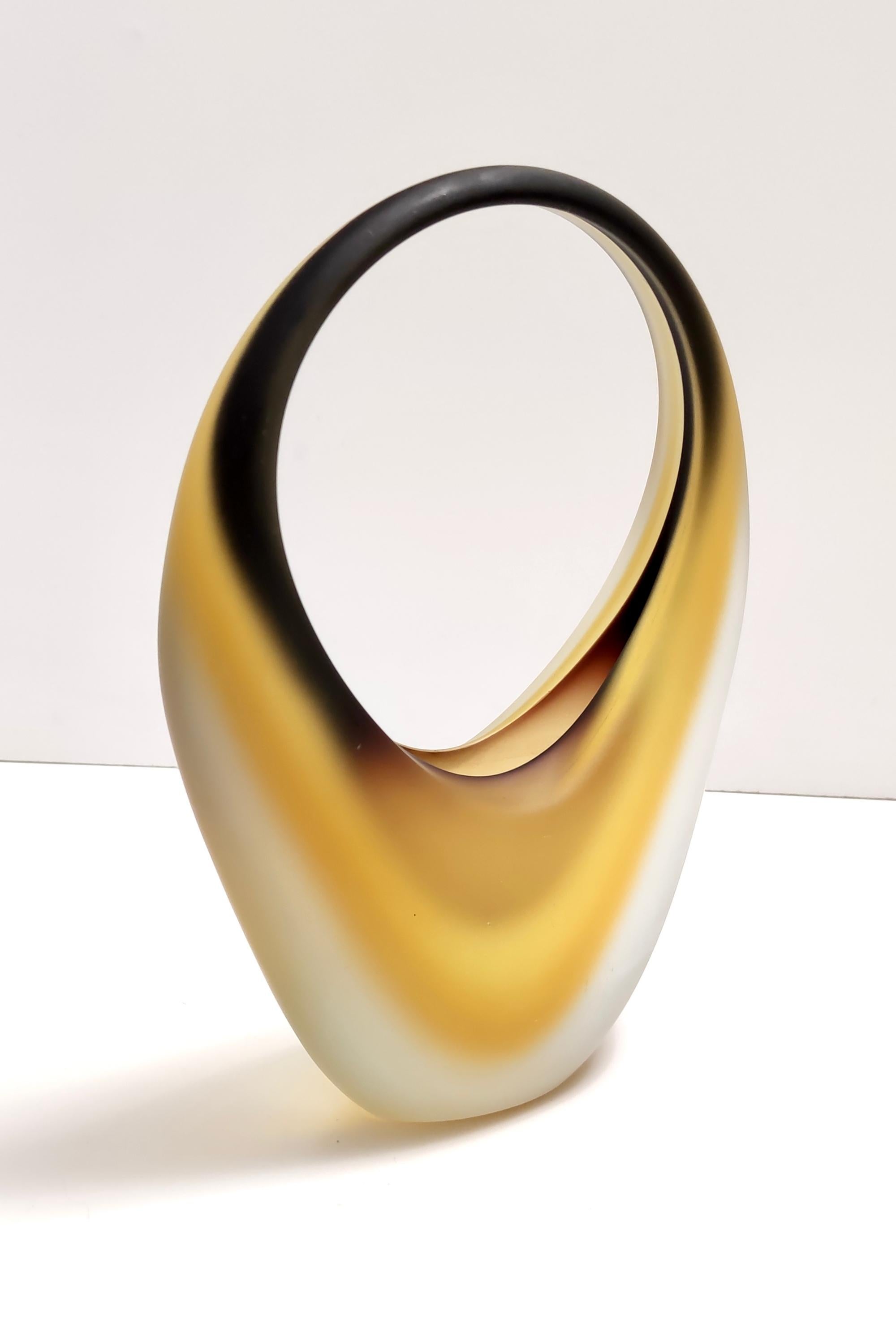 Geätzter Murano Glass Sommerso Korb oder Vase von Archimede Seguso, Italien im Zustand „Hervorragend“ im Angebot in Bresso, Lombardy