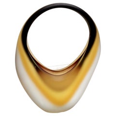 Cestino o vaso di Murano Glass Sommerso inciso d'epoca di Archimede Seguso, Italia
