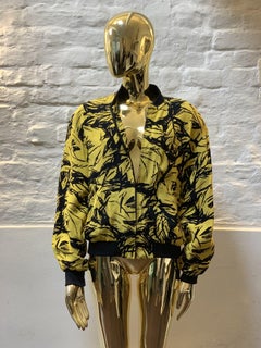 Vintage Black and Yellow Print Bomber Jacket