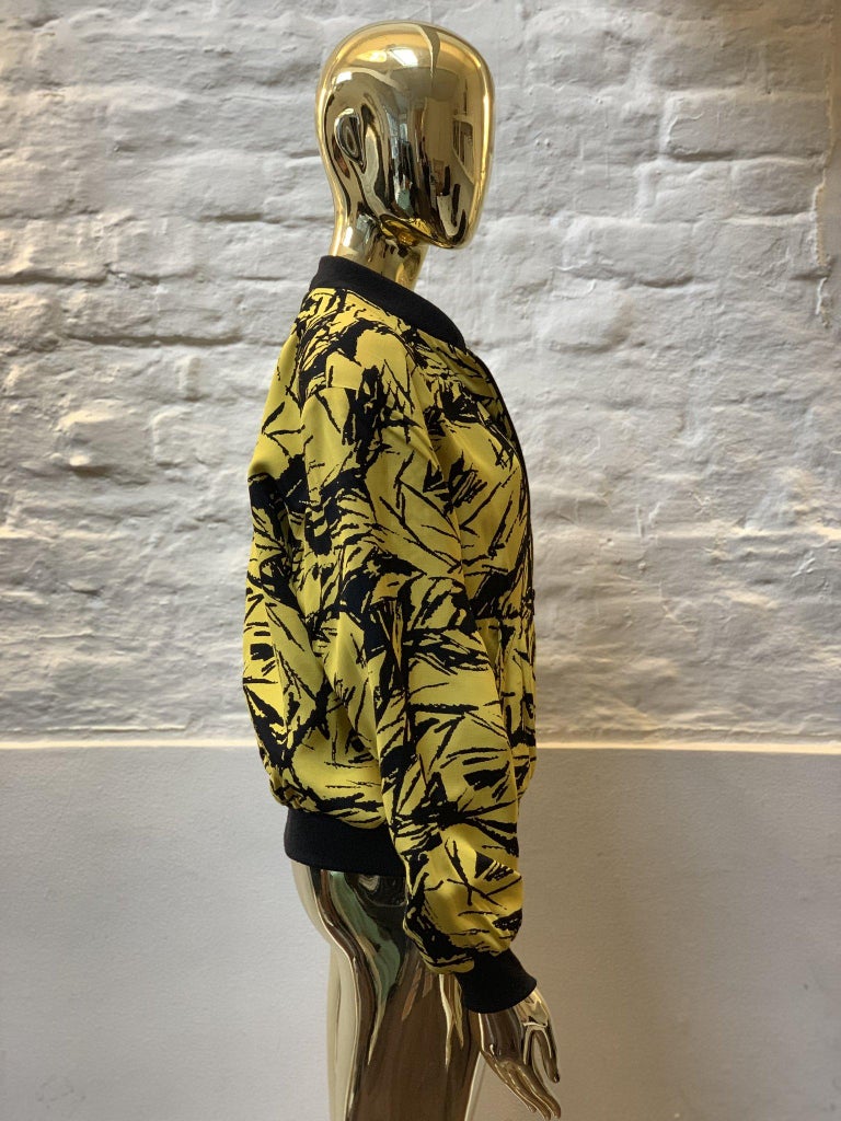 Vintage Black and Yellow Print Bomber Jacket For Sale at 1stDibs black and yellow bomber jacket