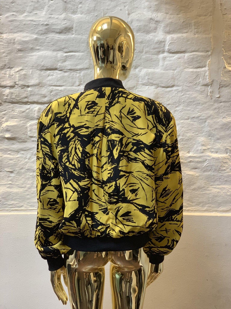 Vintage Black and Yellow Print Bomber Jacket For Sale at 1stDibs black and yellow bomber jacket