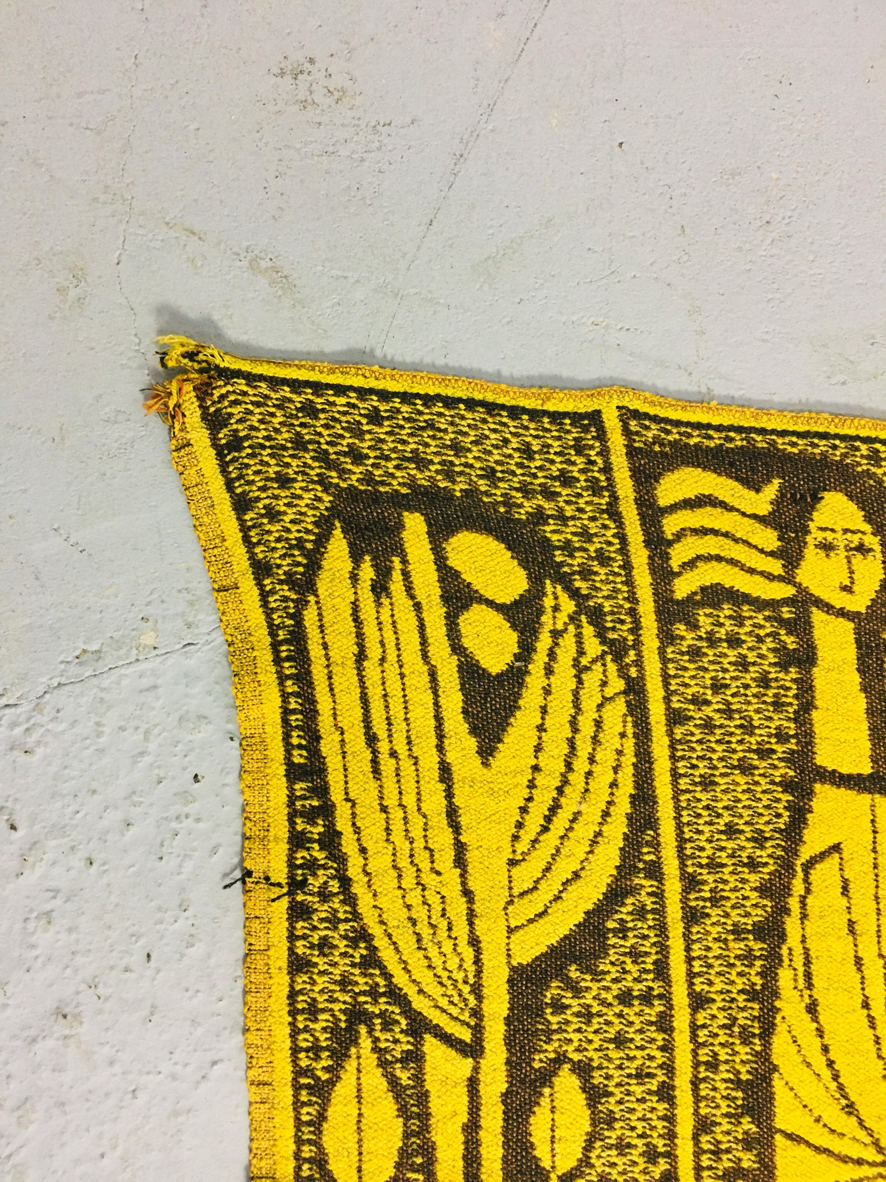 Vintage Black and Yellow Textile Art / Textile Painting, 1970s For Sale 2