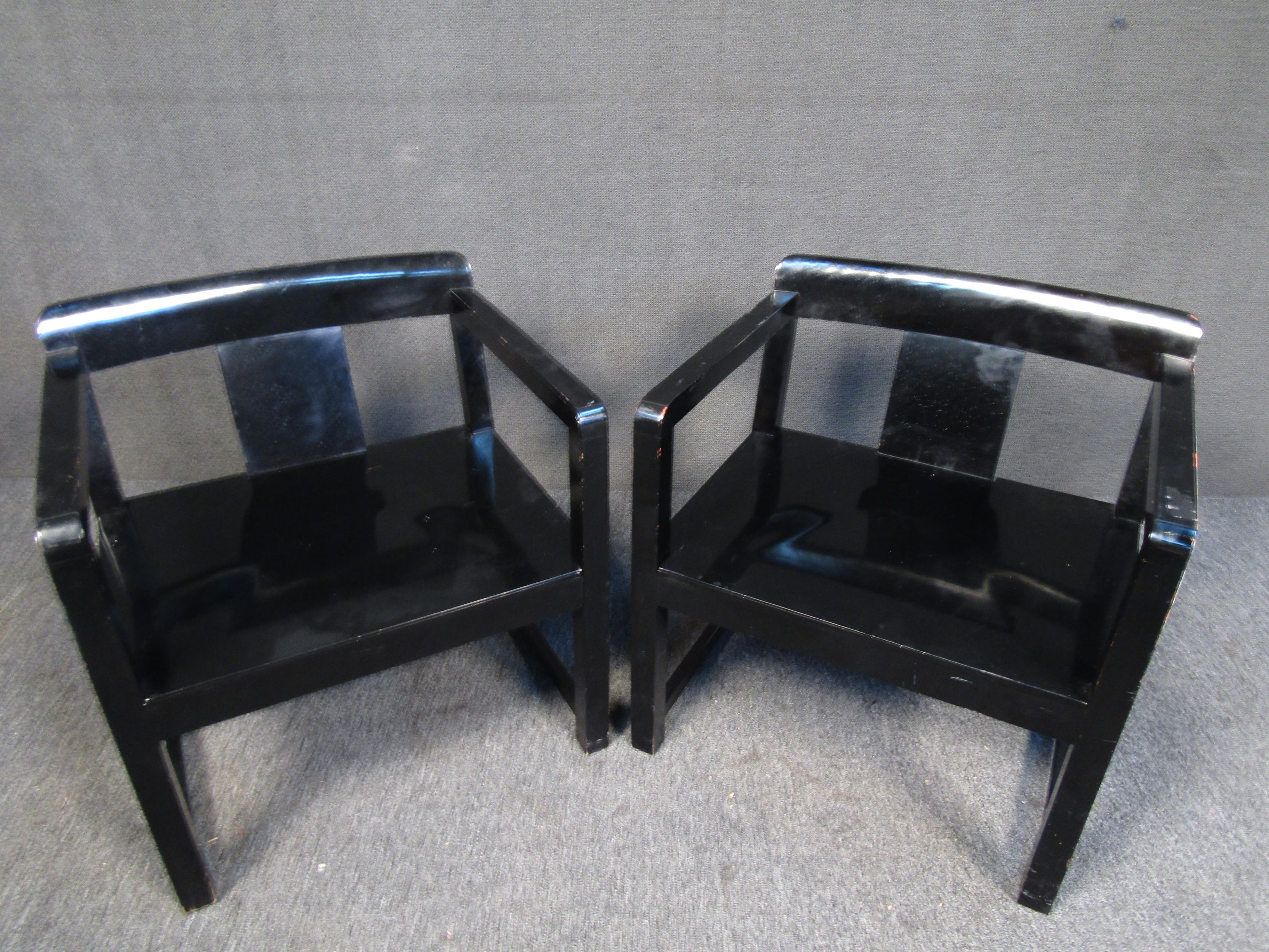 Mid-Century Modern Vintage Black Armchairs by Casamilano For Sale