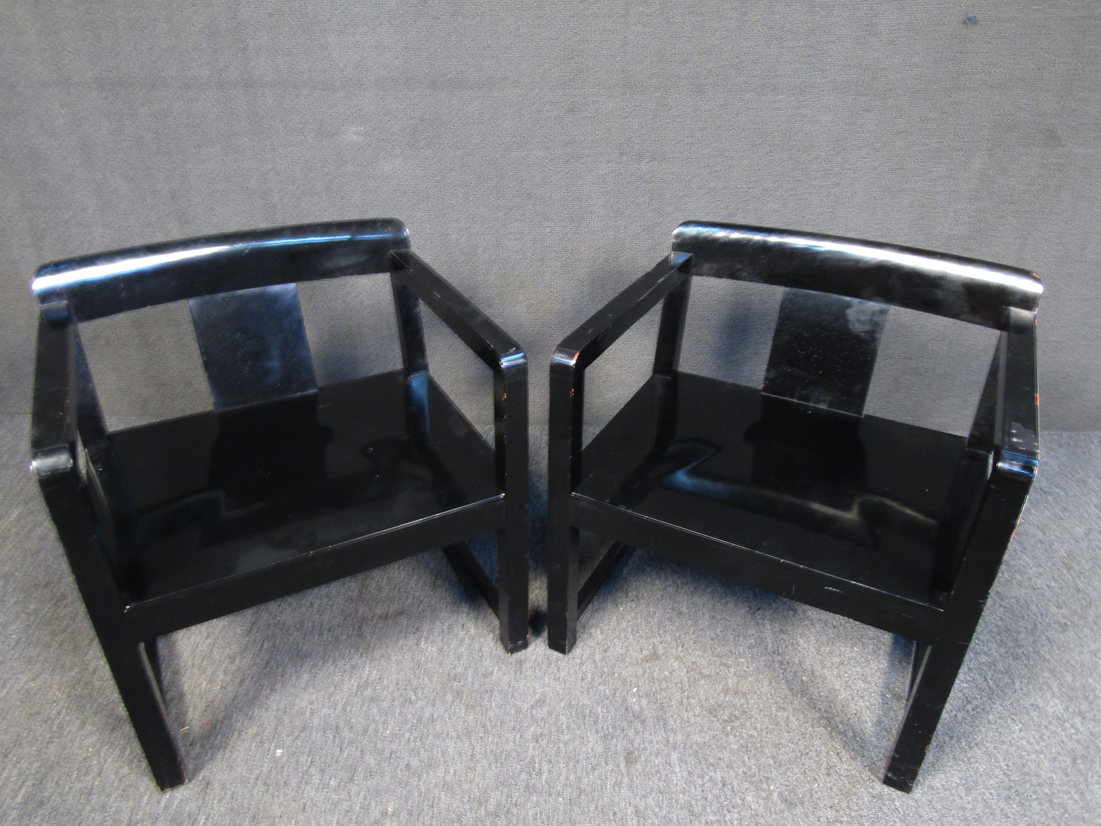 Mid-Century Modern Vintage Black Armchairs by Casamilano