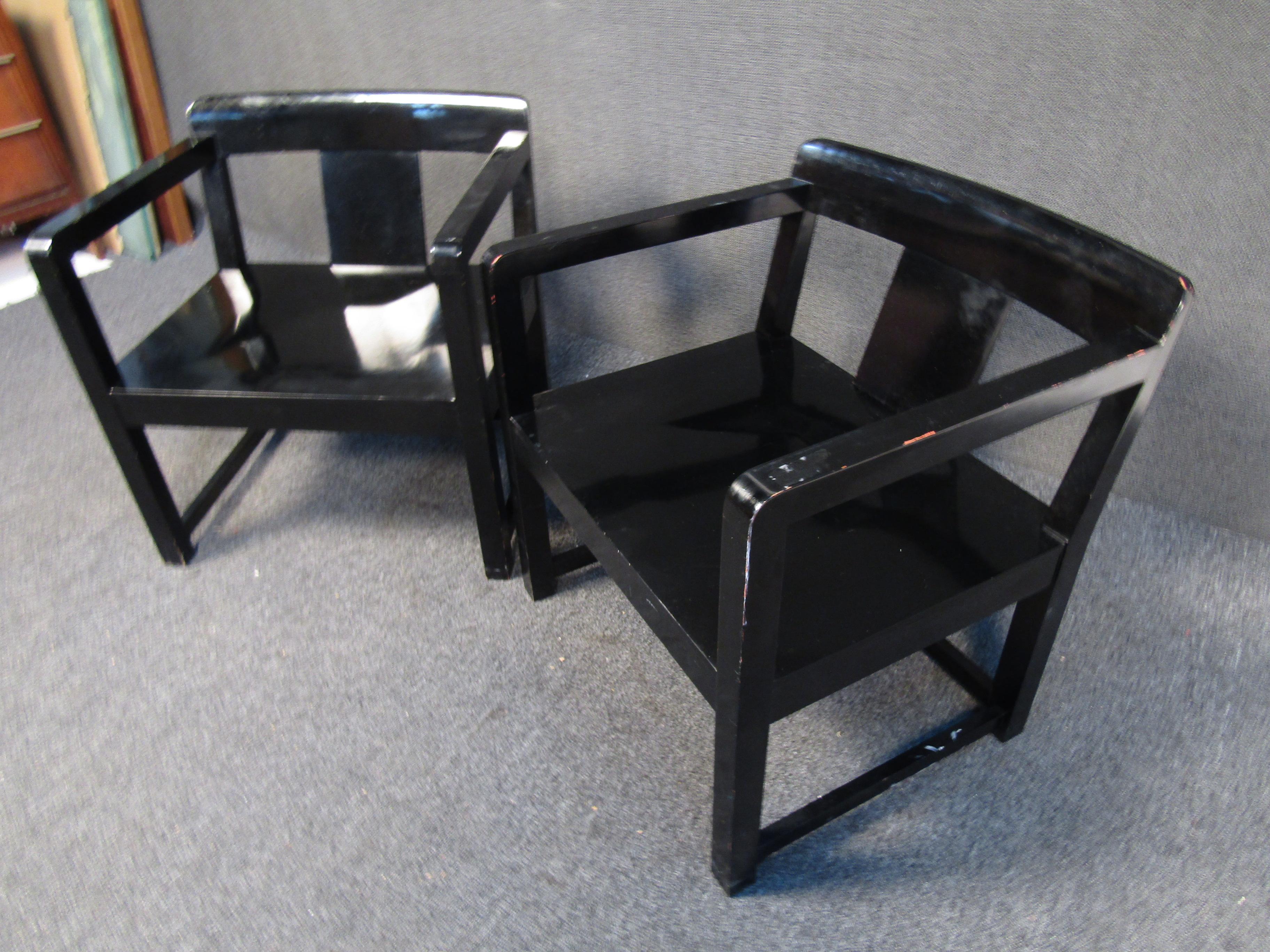Vintage Black Armchairs by Casamilano In Good Condition In Brooklyn, NY