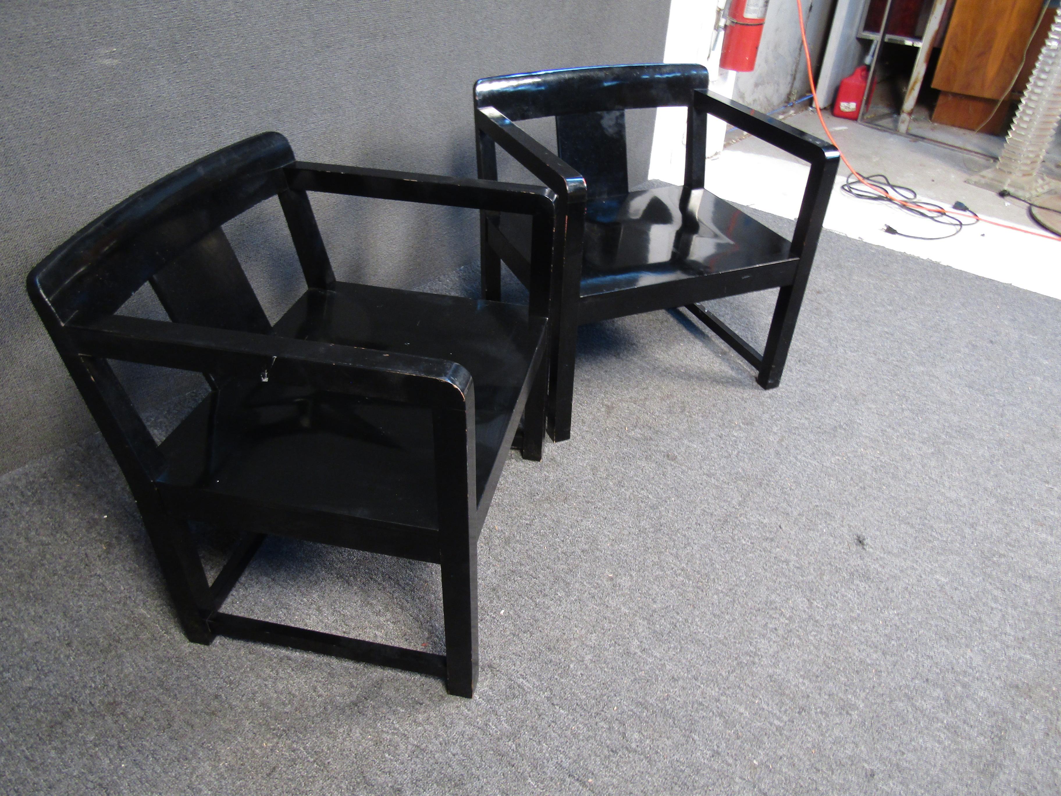 Mid-20th Century Vintage Black Armchairs by Casamilano For Sale