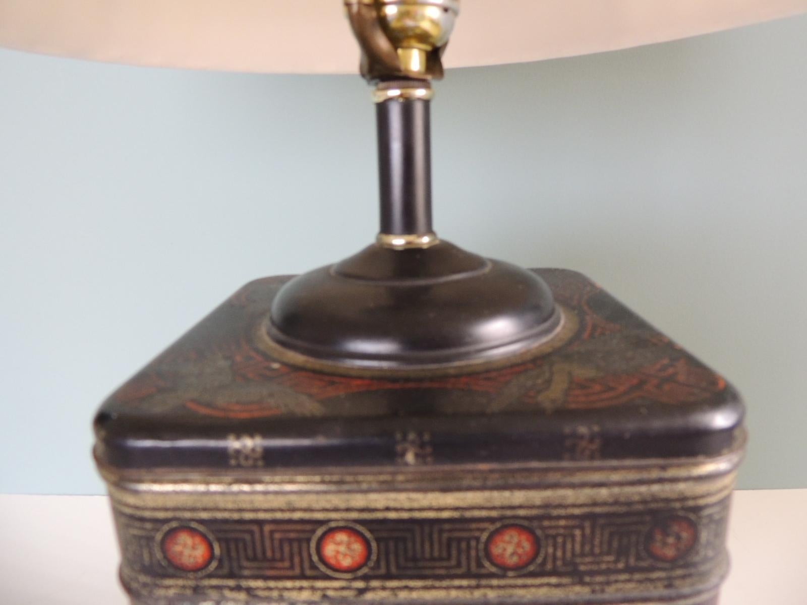 Brass Vintage Black Asian Tea Canister Table Lamp