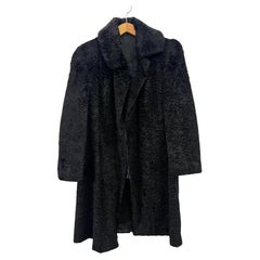 Vintage Black Astrakhan Fur Coat Long Women 80s