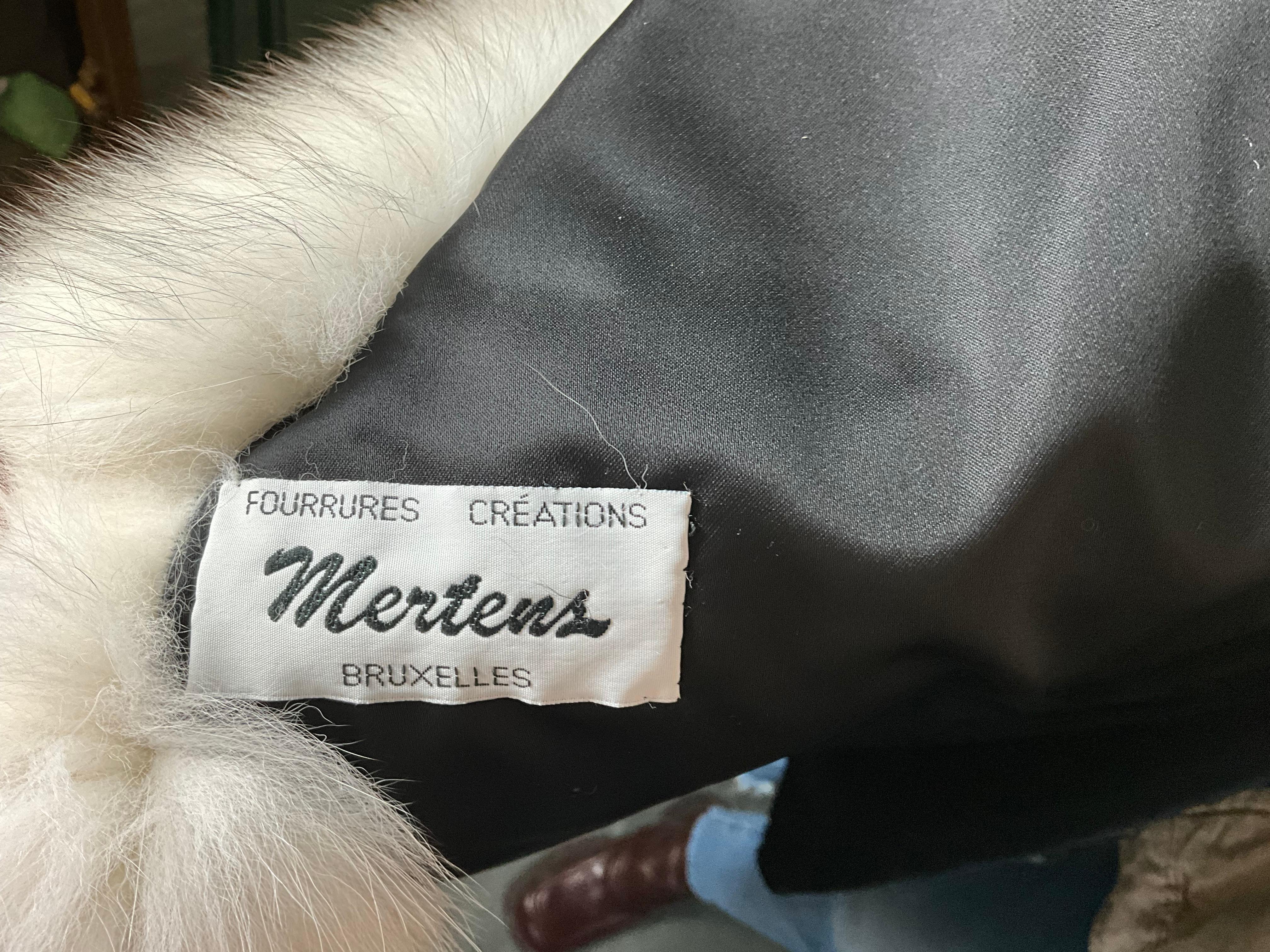 Vintage Black Astrakhan Fur Coat with White Fox Collar For Sale 1