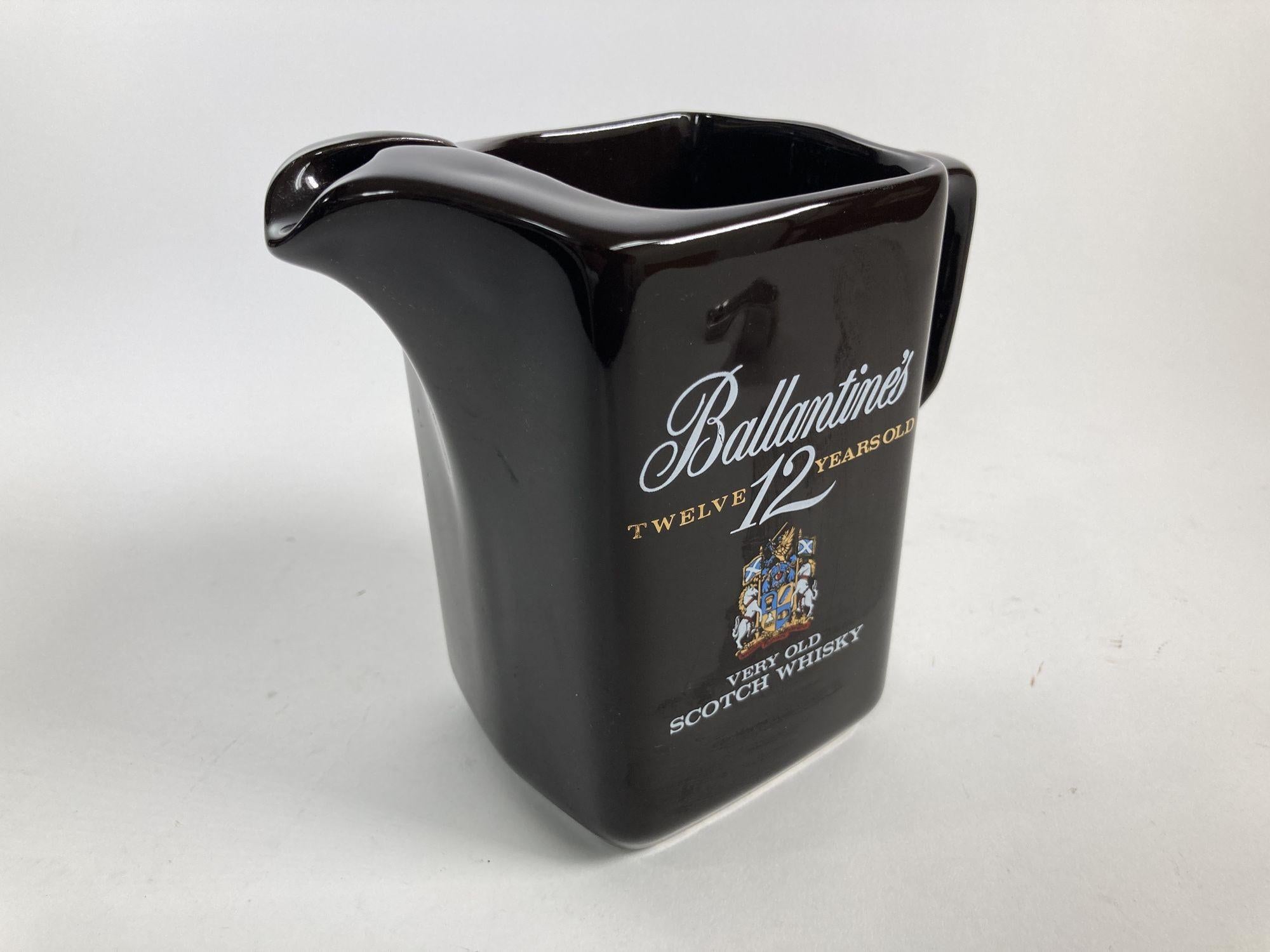 English Vintage Black Barware Water Pitcher for Ballantine's 1980's For Sale