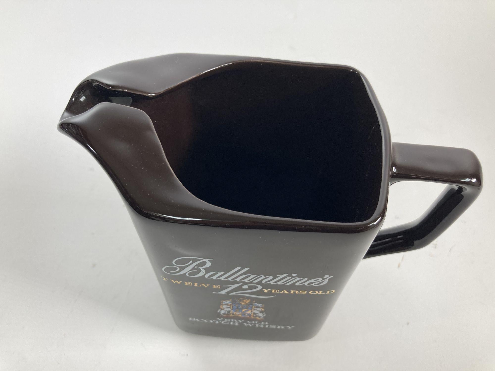 Vintage Black Barware Water Pitcher for Ballantine's 1980's In Good Condition For Sale In North Hollywood, CA