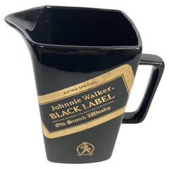 Retro Black Barware Water Pitcher for Johnny Walker Black Label 1970's