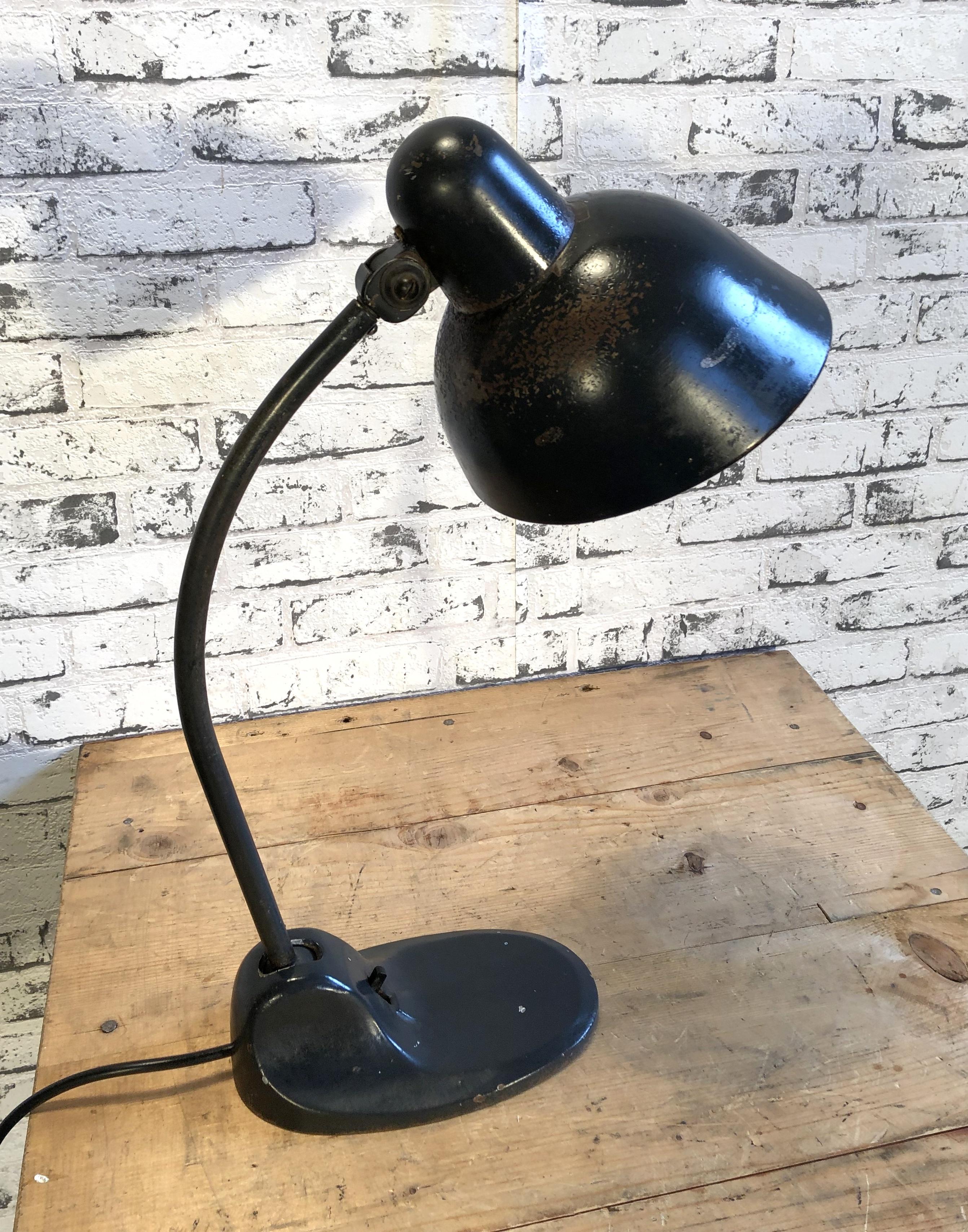 Lacquered Vintage Black Bauhaus Industrial Desk Lamp from Siemens, 1930s