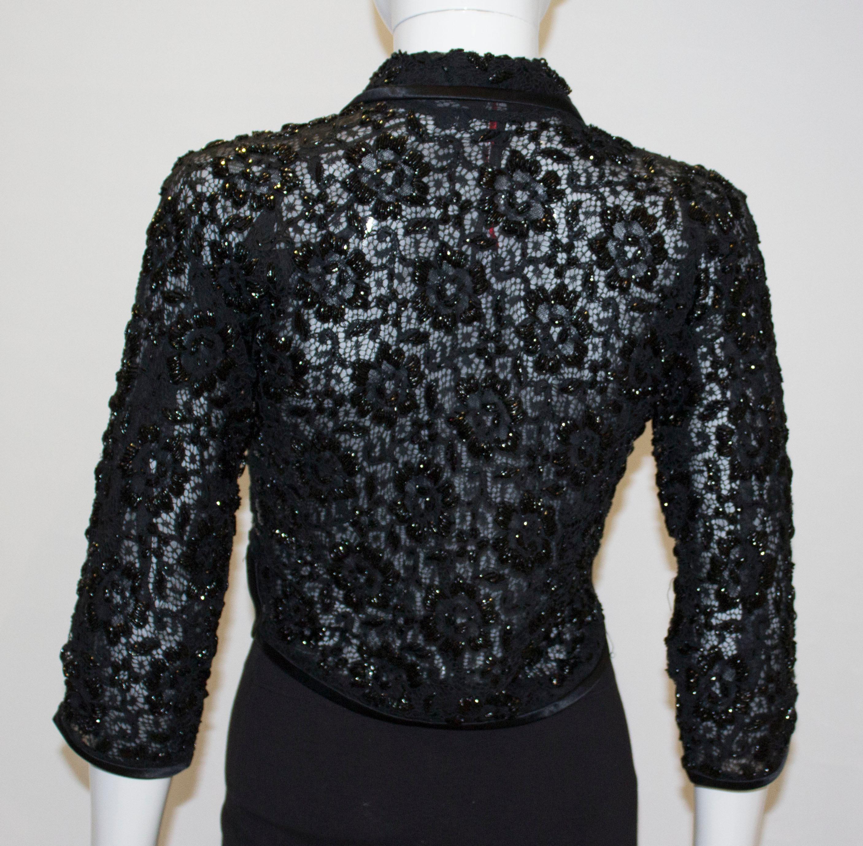 Women's Vintage Black Beaded Evening Jacket 