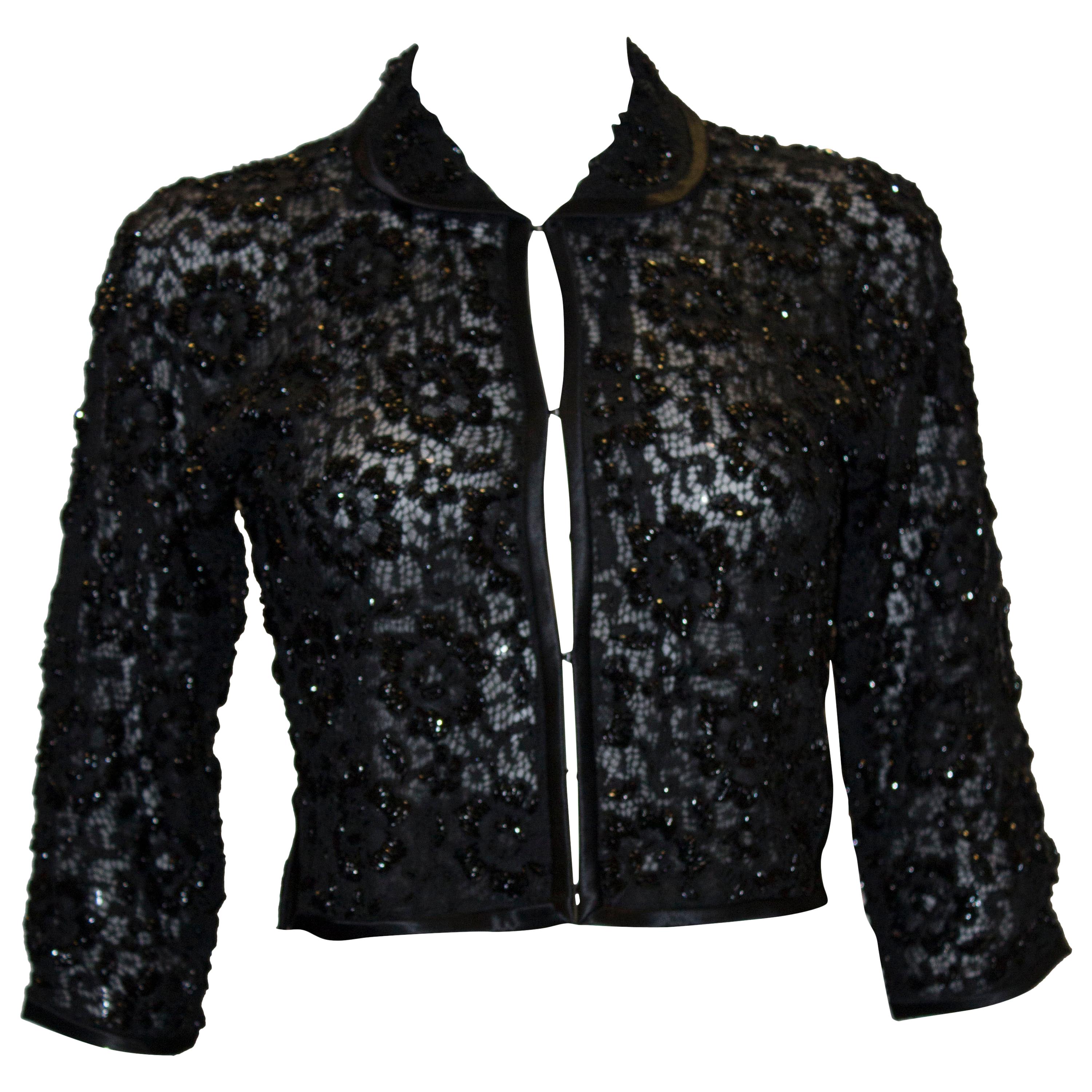 Vintage Black Beaded Evening Jacket 