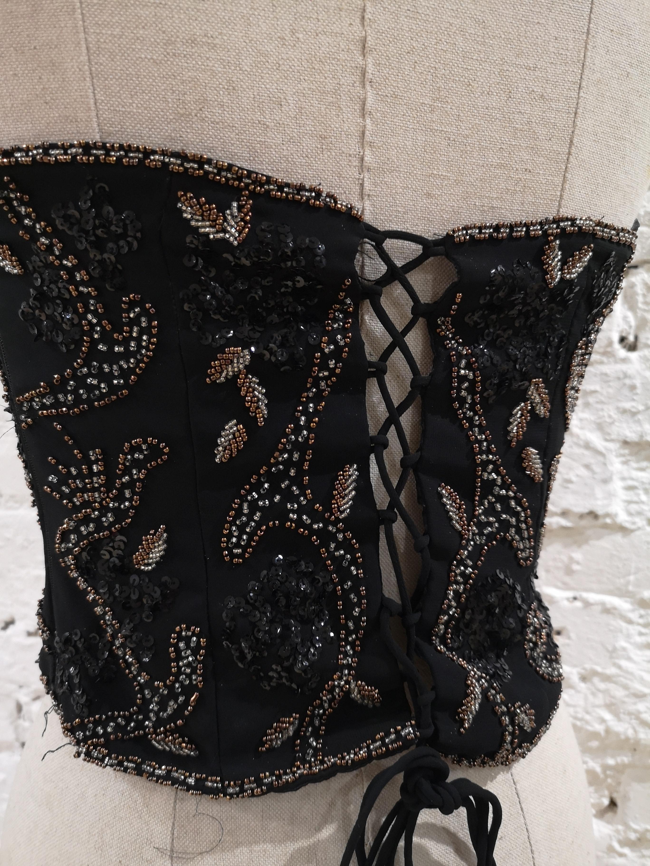 Vintage black beads corset 
totally made in italy in size S