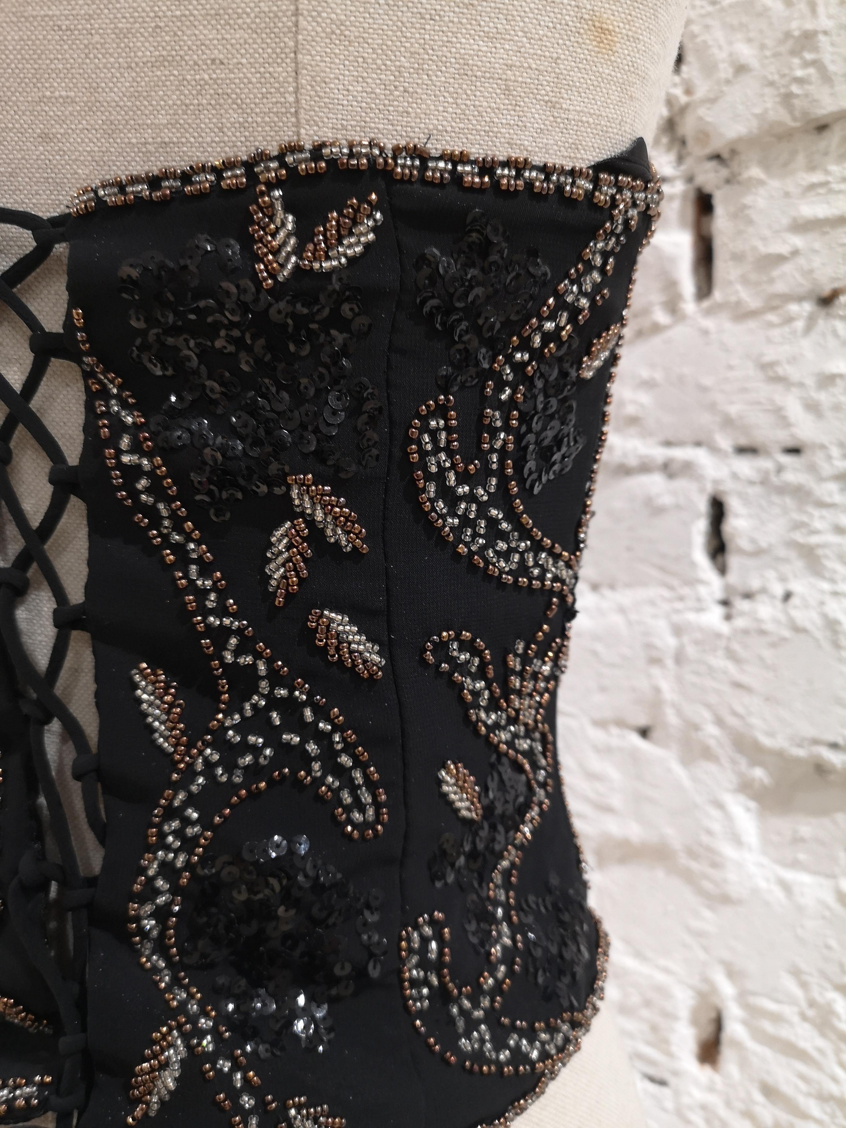 Black Vintage black beads corset 