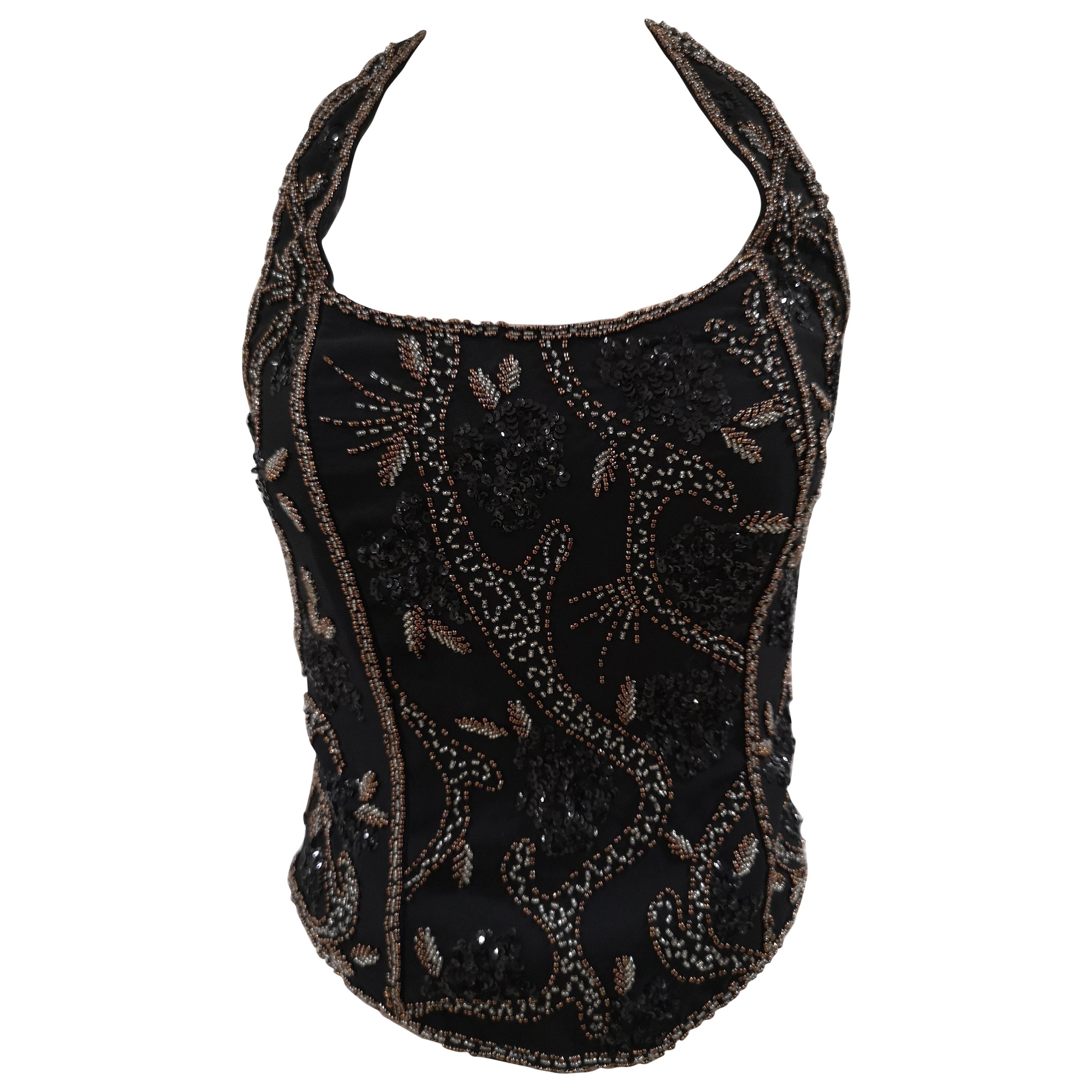 Vintage black beads corset 