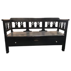 Vintage Black Bench with Storage