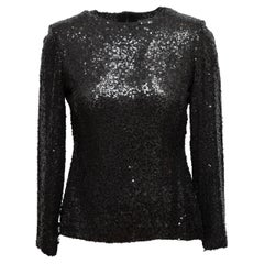 Vintage Black Bill Blass Sequined Long Sleeve Top