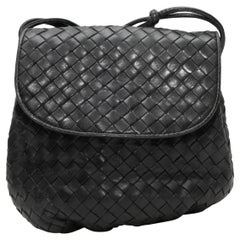 Vintage Black Bottega Veneta Intrecciato Crossbody Bag