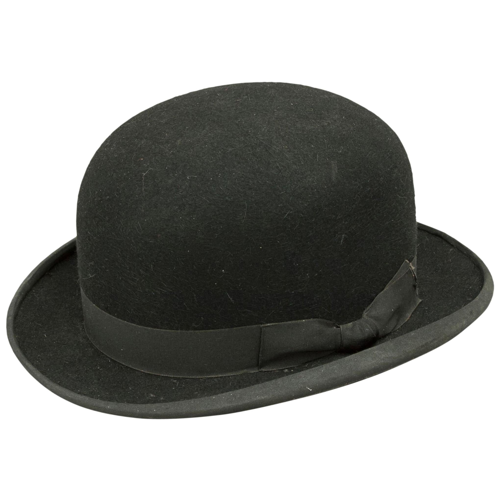Vintage Black Bowler Riding Hat, Riding Helmet
