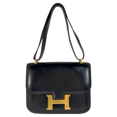 Hermes Vintage Dark Navy Constance 23 Gold H Handbag - LAR Vintage