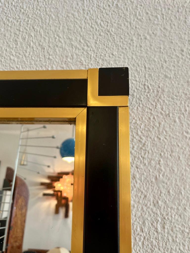Aluminium Miroir mural vintage noir et laiton par Renato Zevi, Italie ca. 1970 en vente