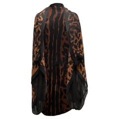  Encogimiento de hombros vintage negro y marrón con estampado de leopardo Alexander McQueen Talla O/S