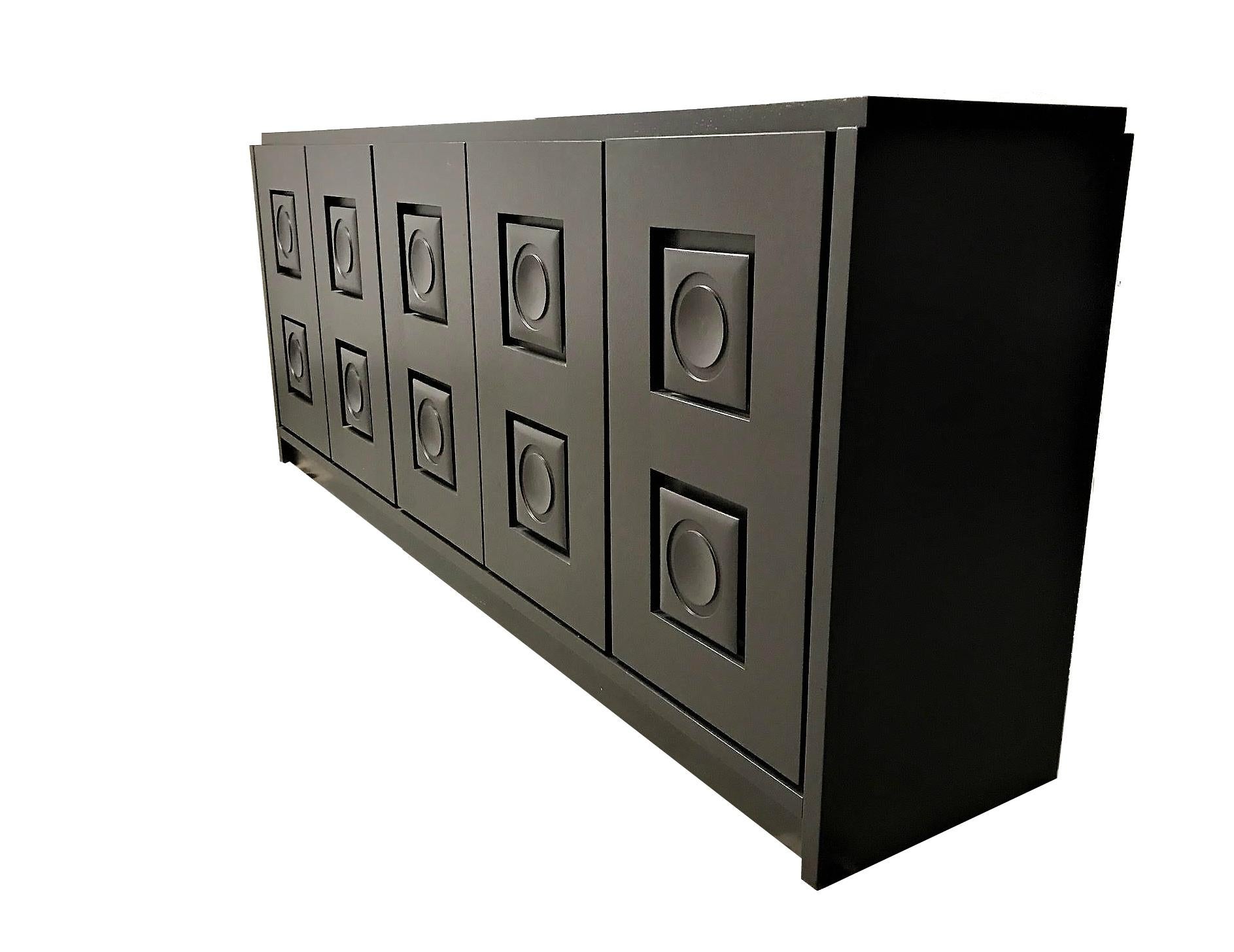 Vintage Black Brutalist Credenza, 1970s In Excellent Condition In HEVERLEE, BE