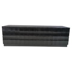 Vintage black  brutalist credenza, 1970s