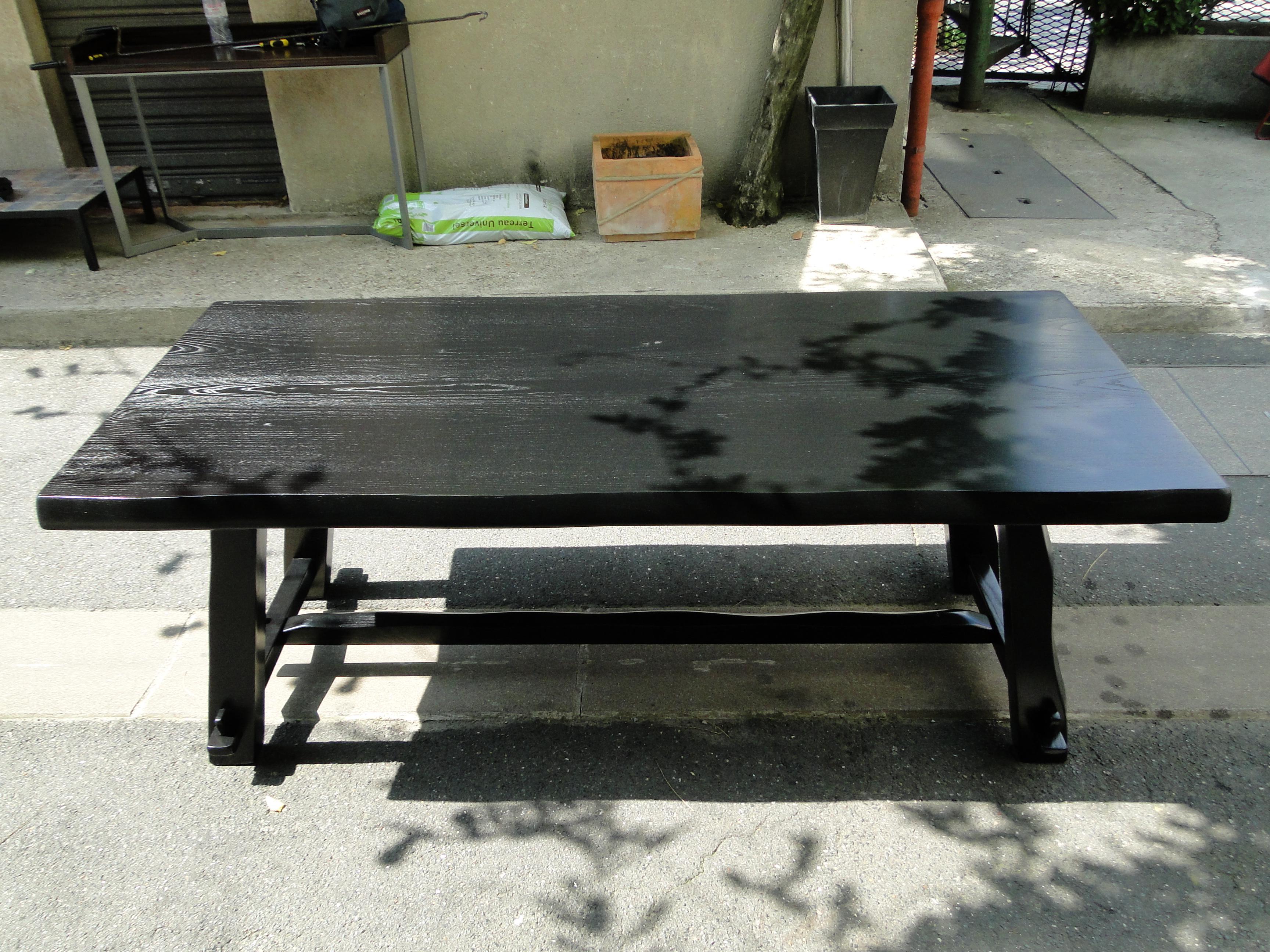 Olavi Hanninen  Vintage Black Brutalist Table in Elm For Sale 3