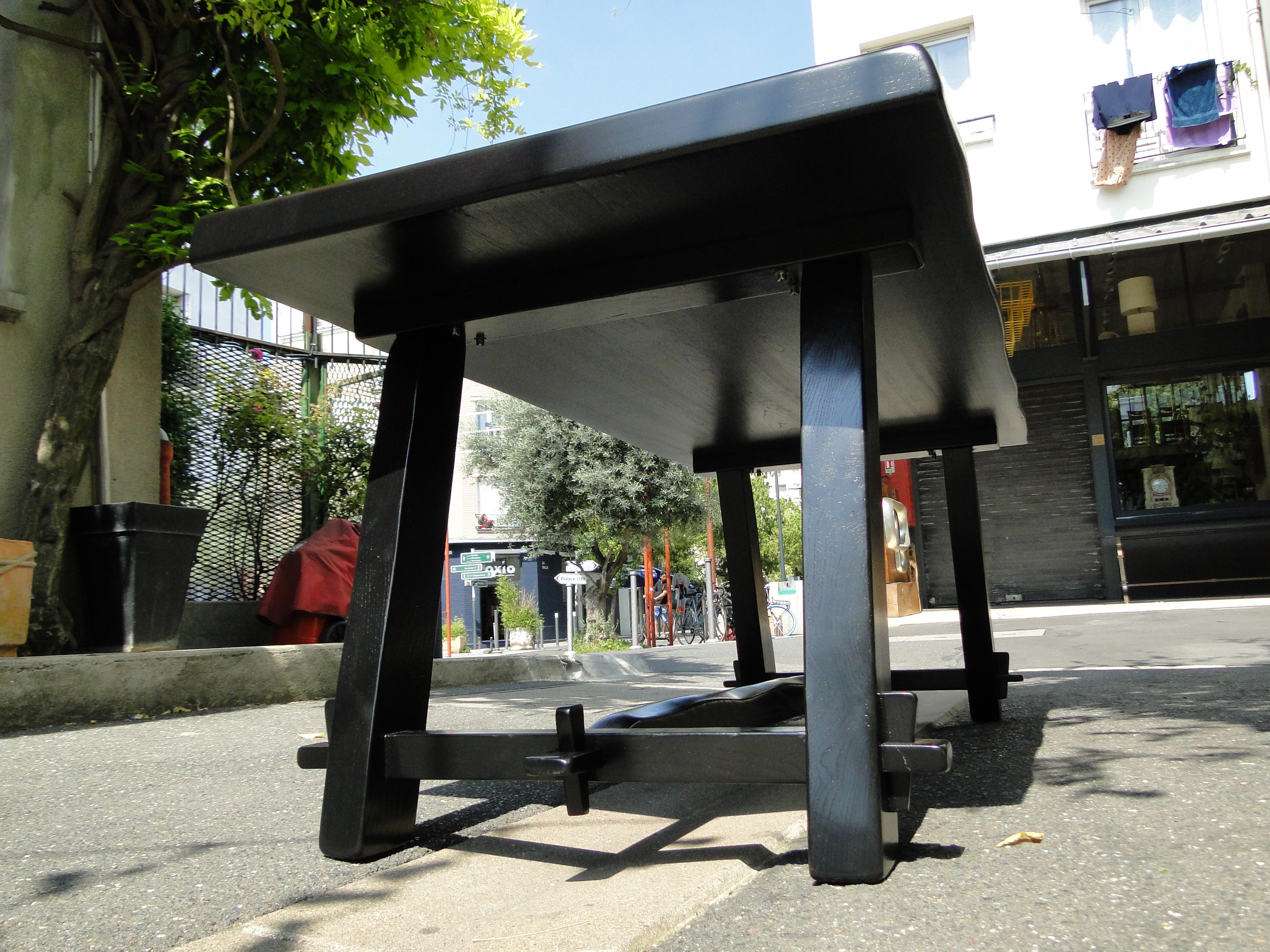 Olavi Hanninen  Vintage Black Brutalist Table in Elm For Sale 1