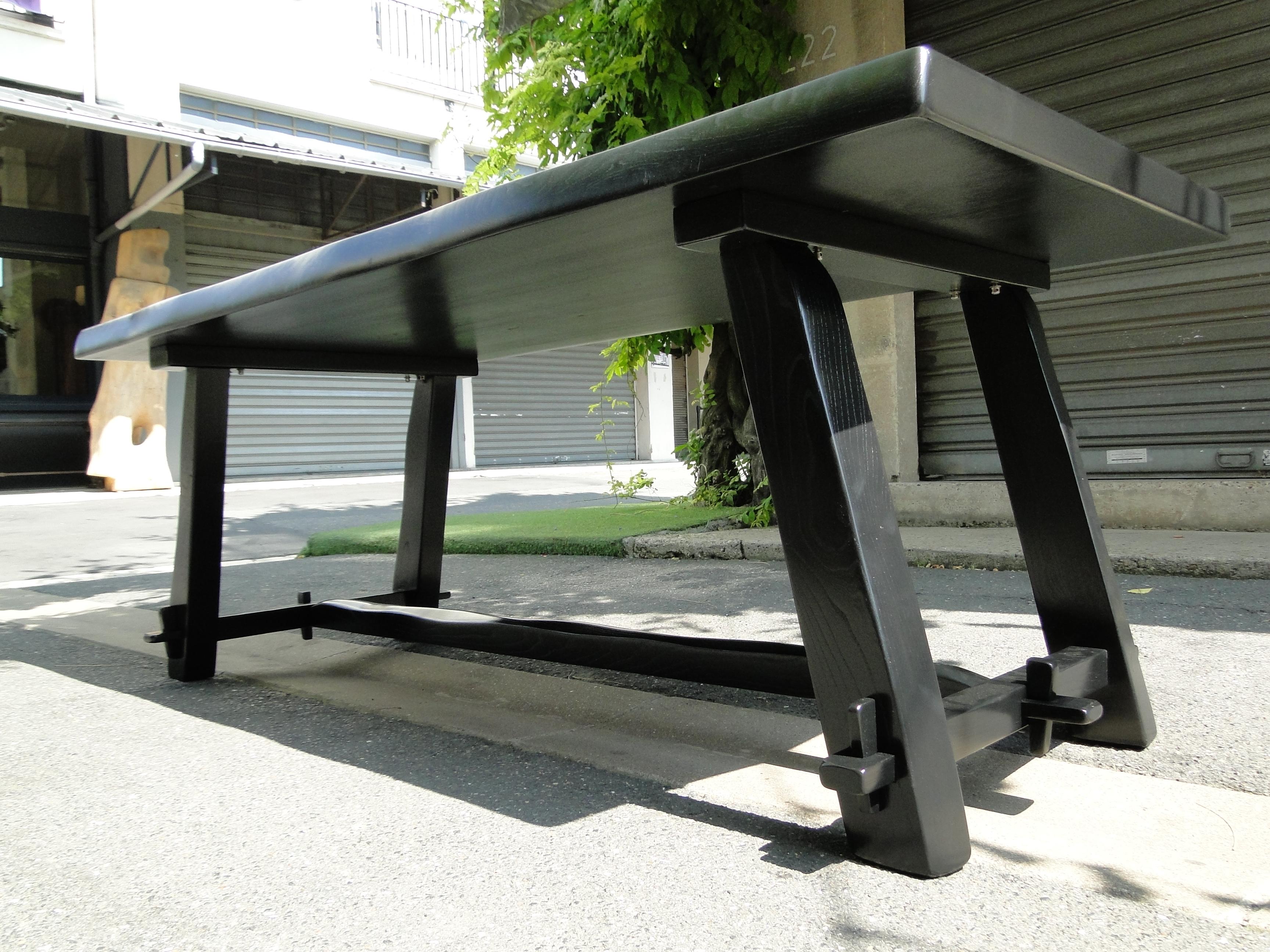 Olavi Hanninen  Vintage Black Brutalist Table in Elm For Sale 2